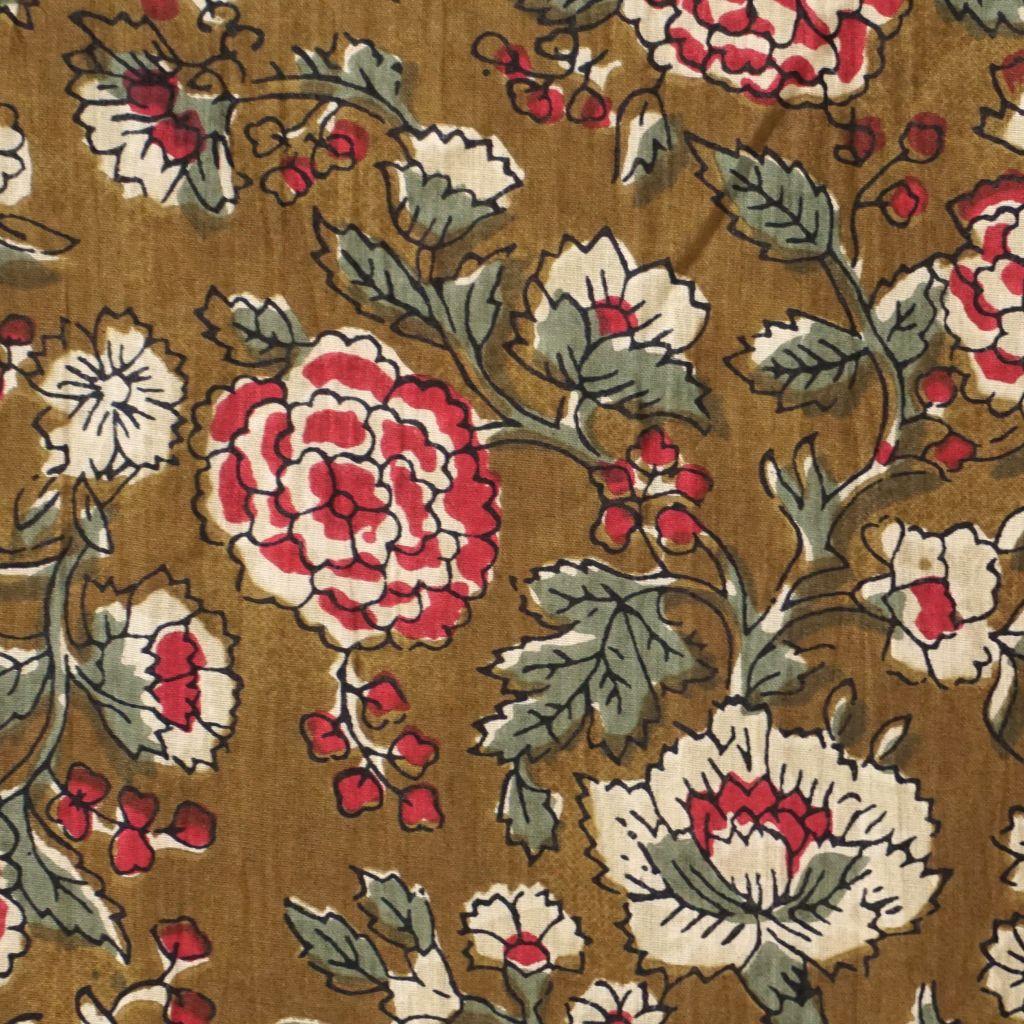 Voile leichte Baumwolle Blüten himbeerrot oliv grün